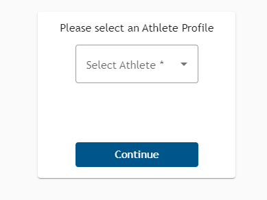Athlete Connect delegate access, select an athlete profile screen.