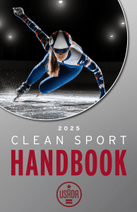 USADA's 2025 Clean Sport Handbook cover image of a speedskater.